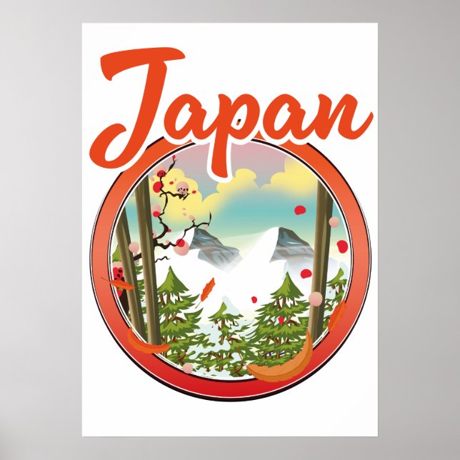 Póster logotipo de viaje a Japón (Frente)