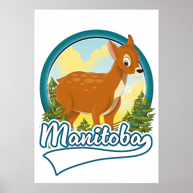 Póster logotipo de viaje a Manitoba Canadá (Frente)