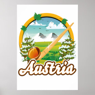 Póster logotipo de viaje retro de Austria
