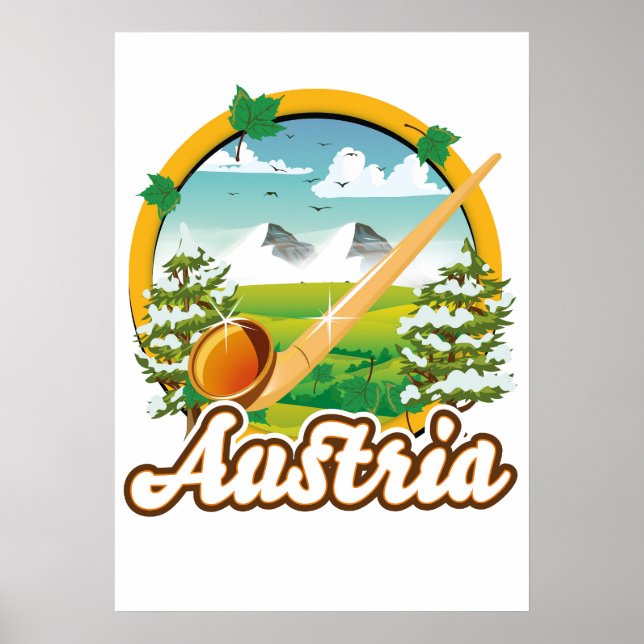 Póster logotipo de viaje retro de Austria (Frente)