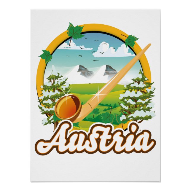 Póster logotipo de viaje retro de Austria (Anverso)