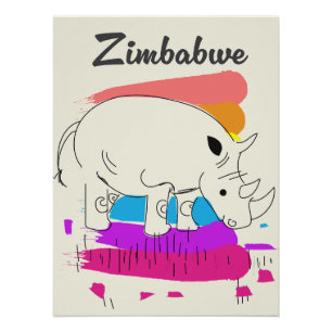 Póster logotipo de viaje retro de Zimbabue