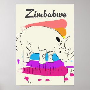 Póster logotipo de viaje retro de Zimbabue