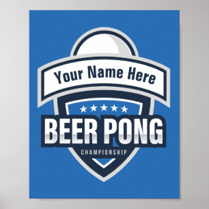 Póster Logotipo del Campeonato de Beer Pong Personalizabl