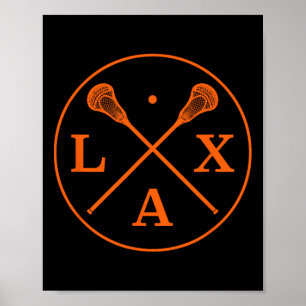 Póster Logotipo del jugador Lacrosse - Palo de lax en col
