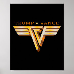 Póster Logotipo dorado de Trump Vance Tv Rocker Vintage T