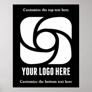 Póster Logotipo Empresarial Personalizado Negro Blanco Ma