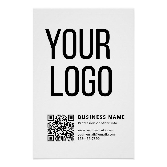 Póster Logotipo empresarial y código QR editable (Anverso)