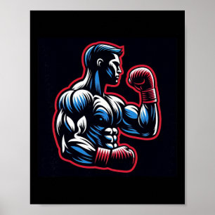 Póster Logotipo Guay Boxer Strong Boxer Black Red And Blu