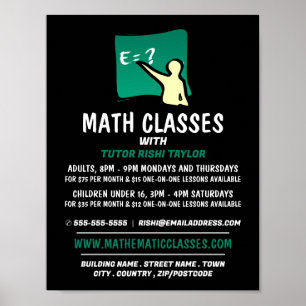 Póster Logotipo matemático, publicidad de clases matemáti