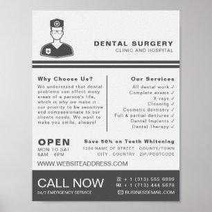 Póster Logotipo médico, odontología, publicidad dentista