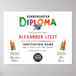 Póster Logotipo moderno y colorido de Typo Kid Grad Diplo