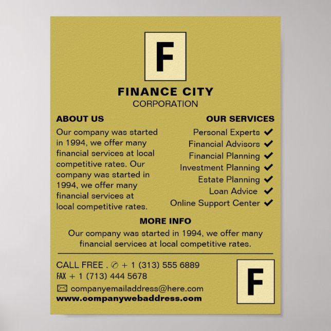 Póster Logotipo personalizado, publicidad comercial y fin (Frente)