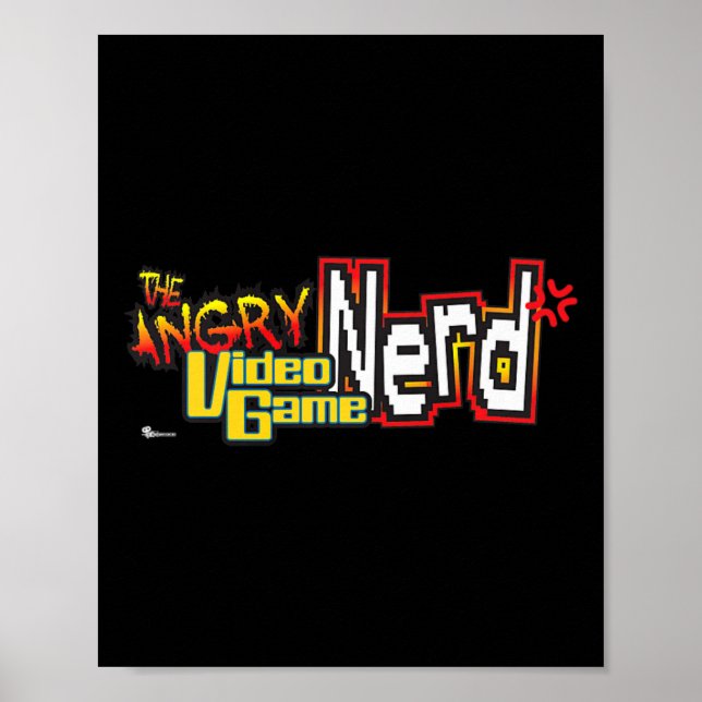 Póster Logotipo Premium para videojuegos enojados Nerd (Frente)