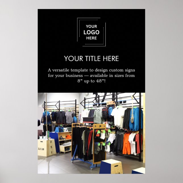 Póster Logotipo Promocional Profesional Empresarial Negro (Frente)