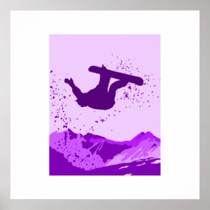 Póster Logotipo púrpura de la snowboard