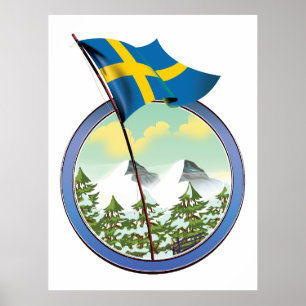 Póster logotipo retro de Suecia