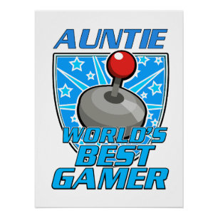 Póster logotipo retro del mejor jugador de Auntie World