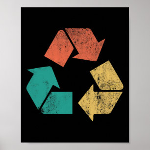 Póster Logotipo Retro Reciclaje Proteger la Naturaleza Dí