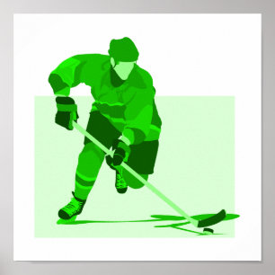 Póster Logotipo verde del hockey