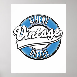 Póster logotipo vintage de Atenas Grecia