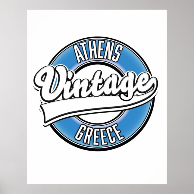 Póster logotipo vintage de Atenas Grecia (Frente)