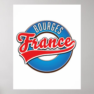 Póster Logotipo vintage de Bourges Francia.