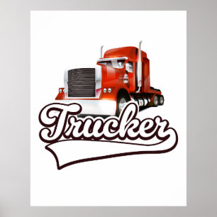 Póster Logotipo vintage de camionero