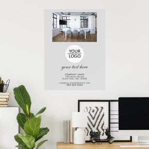 Póster Logotipo y texto comercial personalizado de oficin