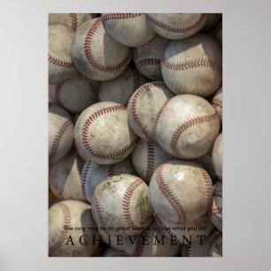 Póster Logro del béisbol motivacional