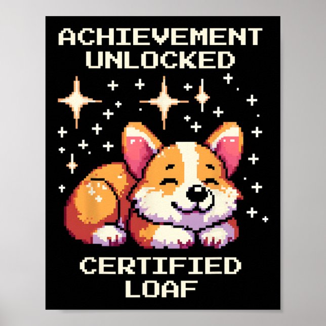 Póster Logro Logro Desbloqueado Certificado Loaf Corgi Pi (Frente)