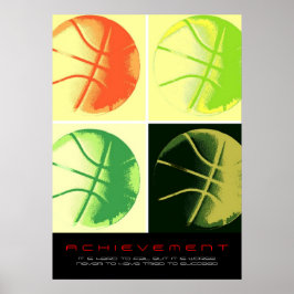 Póster Logro Motivacional Baloncesto Deporte Pop Art