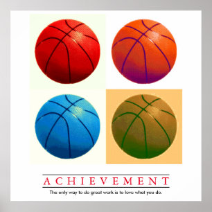 Póster Logro Motivacional del Básquetbol Pop Art
