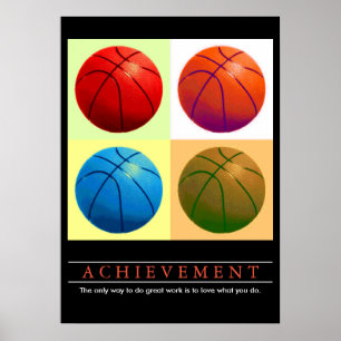 Póster Logro Motivacional del Básquetbol Pop Art