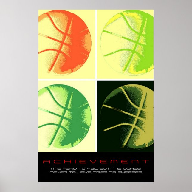 Póster Logro Motivacional Deporte Baloncesto (Frente)