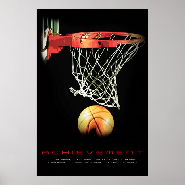 Póster Logro Motivacional Deporte Baloncesto (Frente)