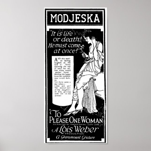 Póster Lois Weber, poster de películas de época de 1921 (Frente)