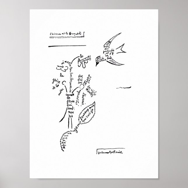 Póster L'oiseau et le bouquet, por Apollinaire (Frente)