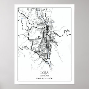 Póster Loja Ecuador América del Sur Viaje Mapa Mundial
