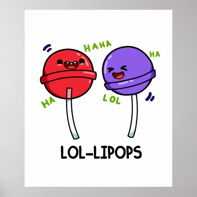 Póster LOL-ipops Cute Laughing Lollipop Puns (Frente)