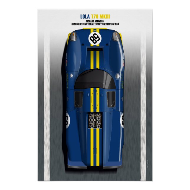 Póster Lola T70 John Woolfe Snetterton 1969 (Anverso)