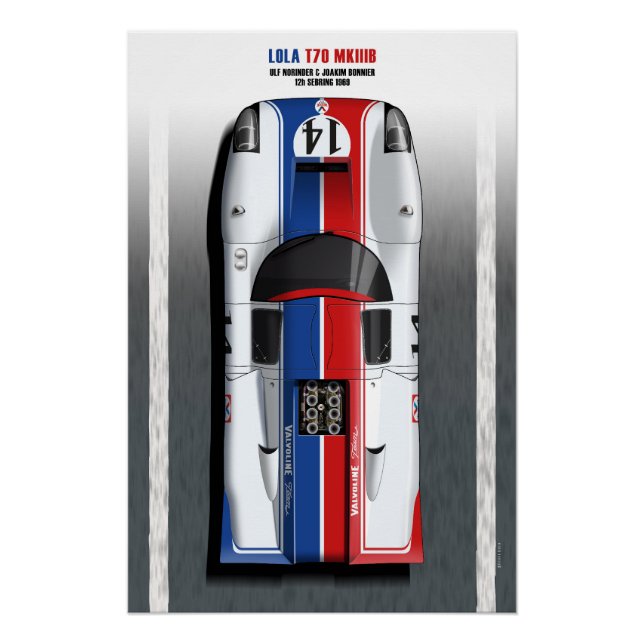 Póster Lola T70 Valvoline Sebring 1969 (Anverso)