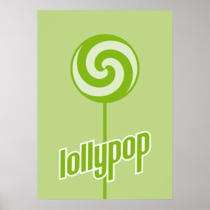 Póster lollypop verde dulce enfermizo
