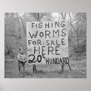 Póster Lombrices Para la Venta, 1935. Foto Antigua