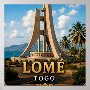 Póster Lomé Frente Marítimo Atlántico y Monumento a la In