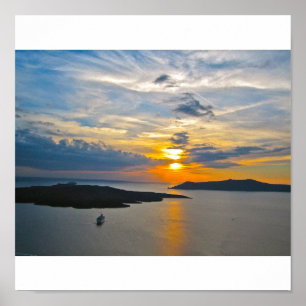 Póster Lona de la puesta del sol 2 de Santorini