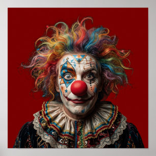 Póster Lona de payaso de circo vintage con cabello de arc