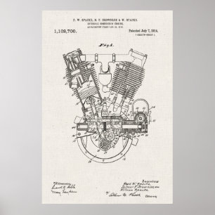 Póster Lona Patente interna del motor de combustión