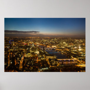 Póster London at night - Aerial View poster