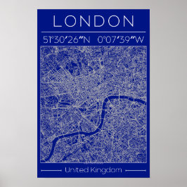 Póster London Blueprint City Map Poster Minimal UK